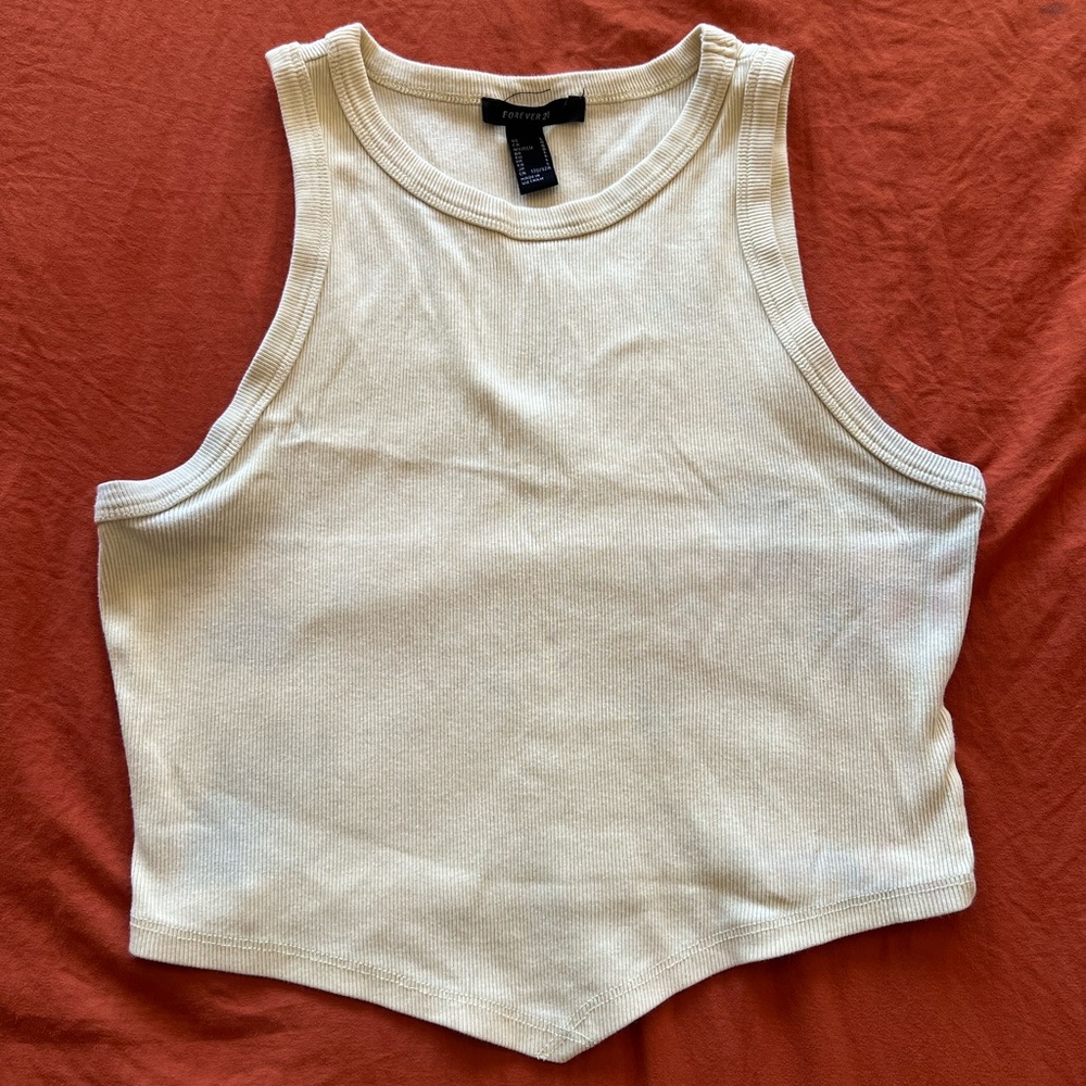 Forever 21 Off-White Ribbed Tank Top